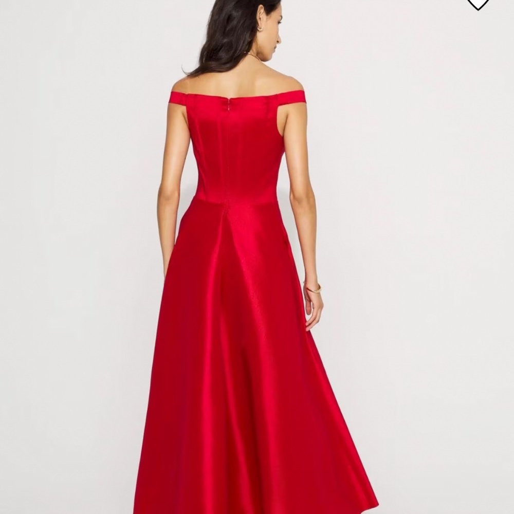 Ruby Red Off-Shoulder Taffeta Midi Dress White House Black Market NWT 6P - Picture 4 of 9